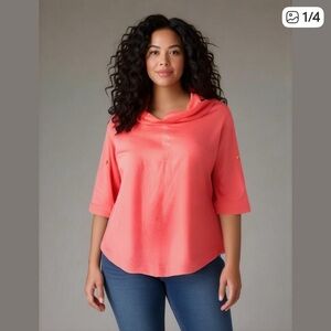 Soft Surroundings Cowl-neck Cotton Blouse